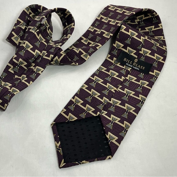 VTG Bill Blass Black Label Silk Tie Grape Gold Green - Picture 4 of 7